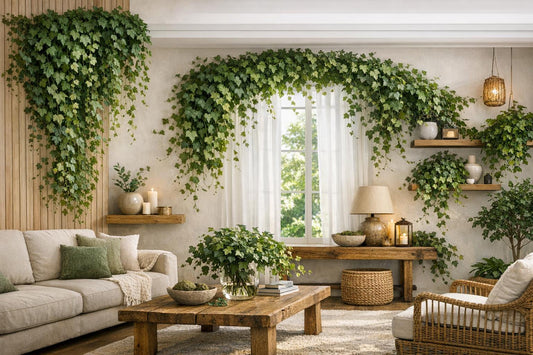 Cascade végétale : 5 idées déco pour sublimer le lierre dans votre salon
