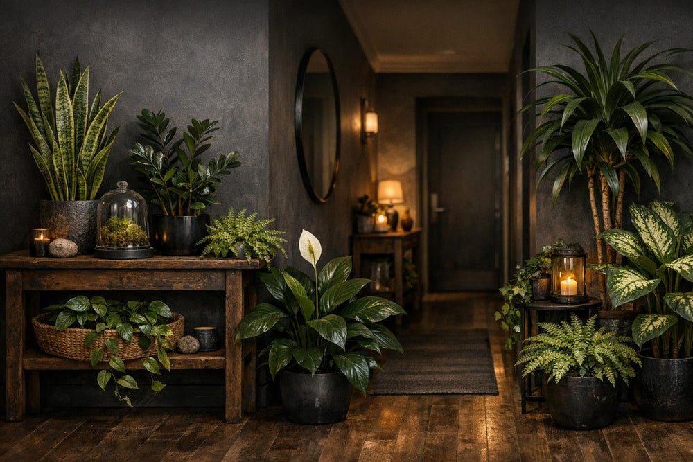 Couloir sombre ou entrée sans fenêtre : quelles plantes survivent sans lumière ?