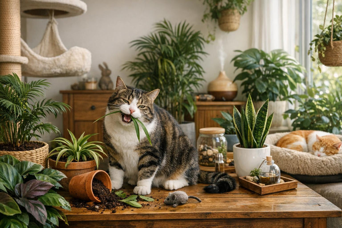 Mon chat mange mes plantes (même non toxiques) : 5 astuces pour protéger votre jungle