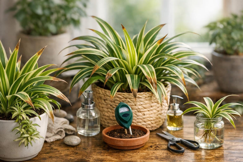 Pourquoi mon chlorophytum a les pointes des feuilles brunes ? (et comment l'éviter)