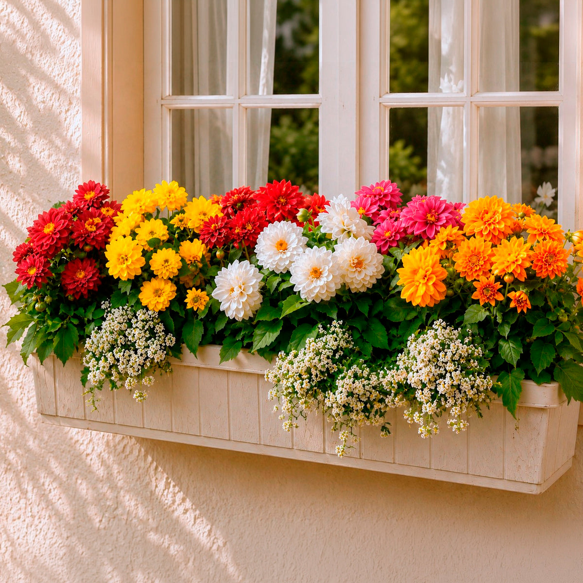5 Dahlias nains (rouge, rose, blanc, orange, jaune) - Dahlia GO GO - Bakker