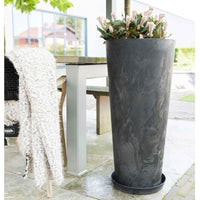 Artstone pot de fleurs haut Claire rond noir - Pot pour l'intérieur et l'extérieur - Petits pots d'extérieur