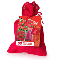 50x bulbes de fleurs dans un sac de jute Rouge - Bulbes à fleurs