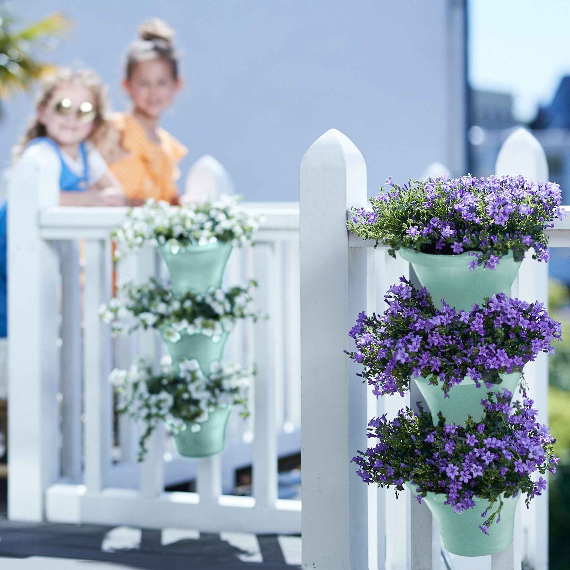 3x Elho pot de fleurs Corsica Vertical forest rond blanc - Pot pour l'extérieur - Aménagement du potager