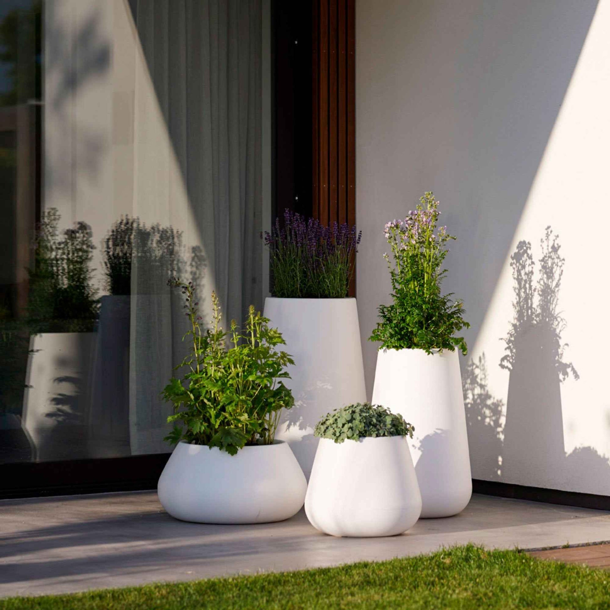 Pot de fleurs d'extérieur JOY, Pot Rond, Coloris Blanc - Ø48,8 x H