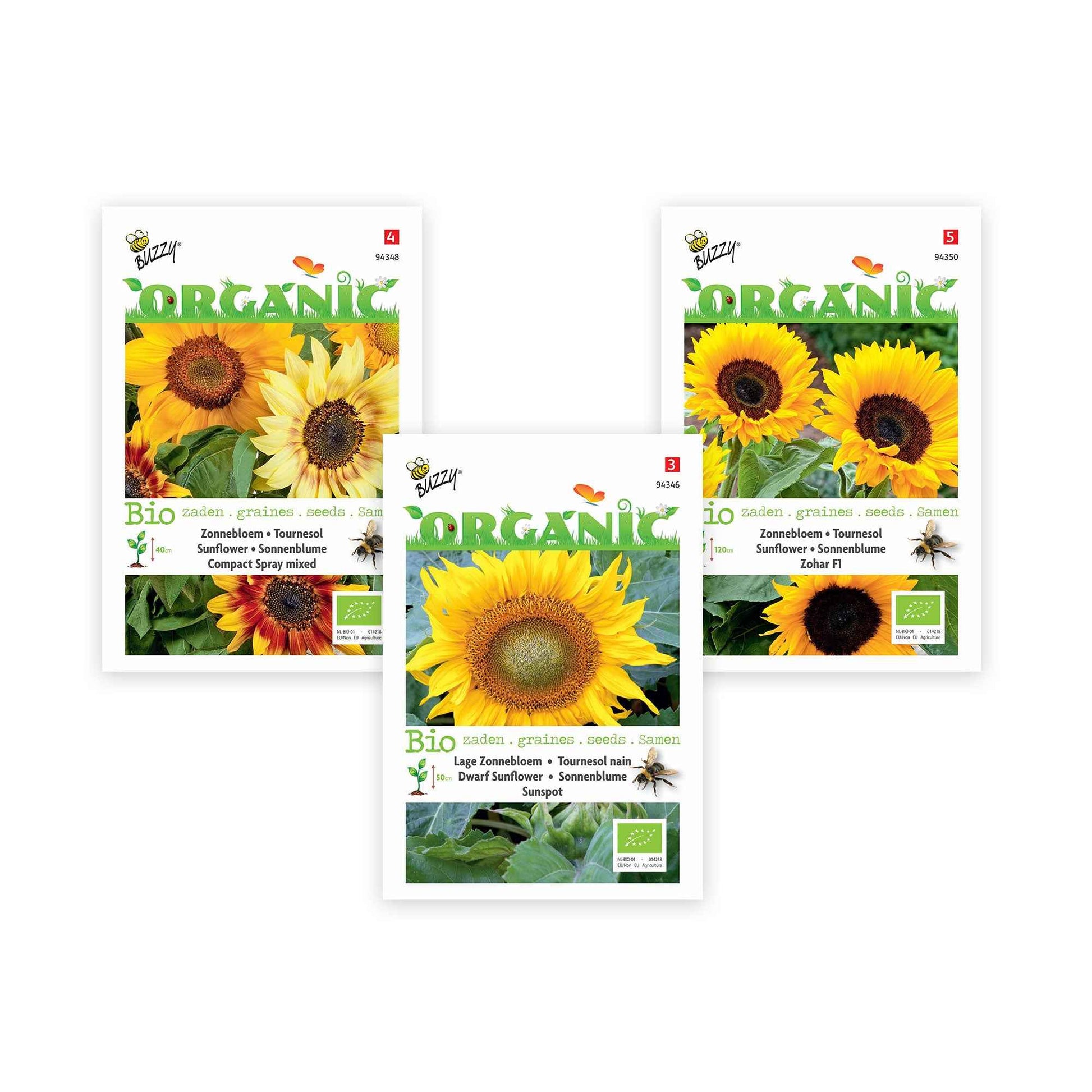 Paquet de tournesols Helianthus 'Tournesols sans bémol' - Biologique jaune 9 m² - Semences de fleurs - Caractéristiques des plantes
