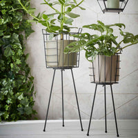 Mica pot de fleurs Era rond vert avec table à plantes - Pot pour l'intérieur - Grands pots d'intérieur