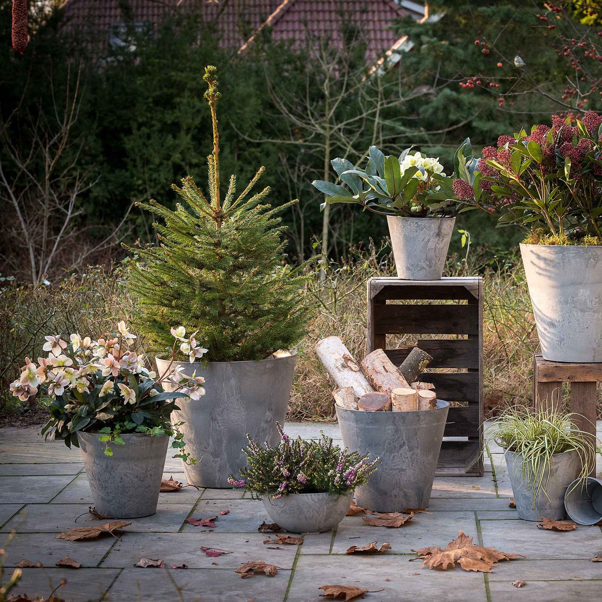 Artstone pot de fleurs Claire rond gris - Pot pour l'intérieur et l'extérieur - Petits pots d'extérieur