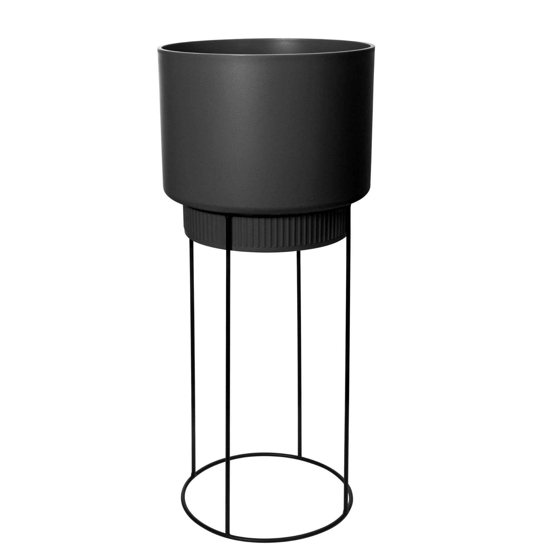 Elho B. for Studio Round- Pot pour l'intérieur et table à plantes Noir - Pots de fleurs